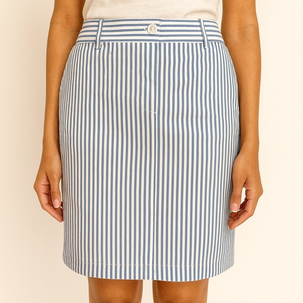 Talbots Blue & White Striped Pencil Skirt with Pockets | Size 14 (1108)